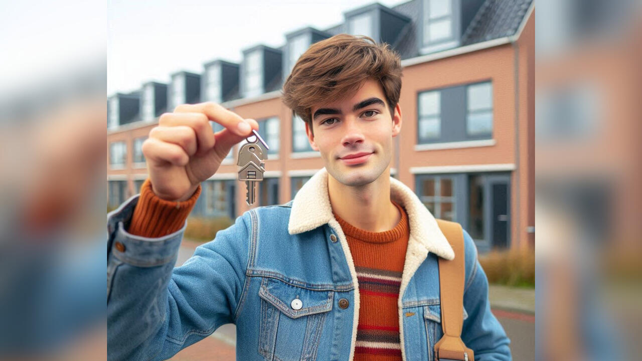 jongeren laat sleutel van nieuwe woning zien